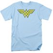 Wonder Woman T-shirt - WW Logo Distressed Adult Light Blue Tee