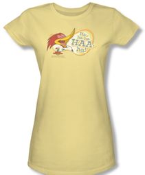 Woody Woodpecker Junior Shirt Famous Laugh Yellow Tee T-Shirt