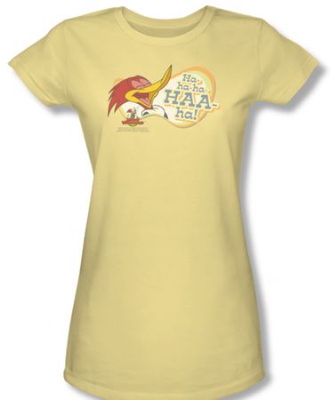 Woody Woodpecker Junior Shirt Famous Laugh Yellow Tee T-Shirt