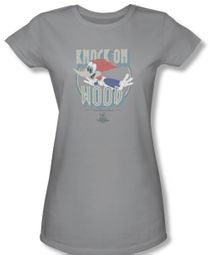 Woody Woodpecker Junior Shirt Knock On Wood Silver Tee T-Shirt
