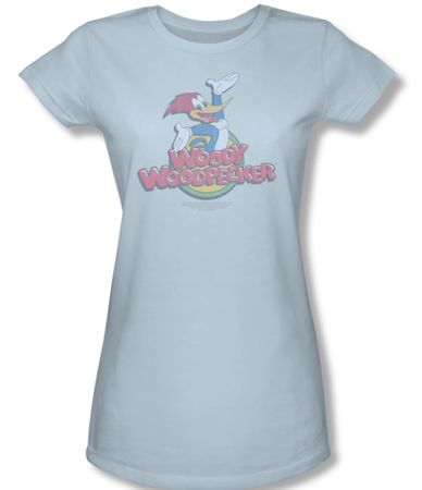 Woody Woodpecker Junior Shirt Retro Fade Light Blue Tee T-Shirt