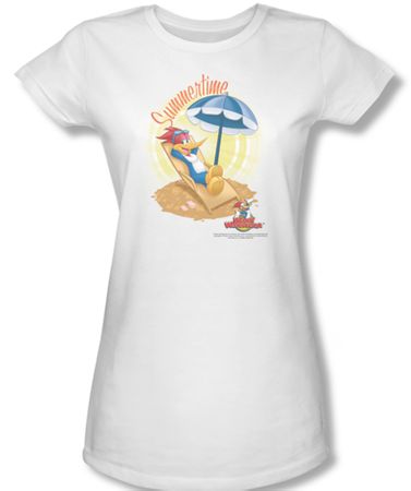 Woody Woodpecker Junior Shirt Summertime White Tee T-Shirt