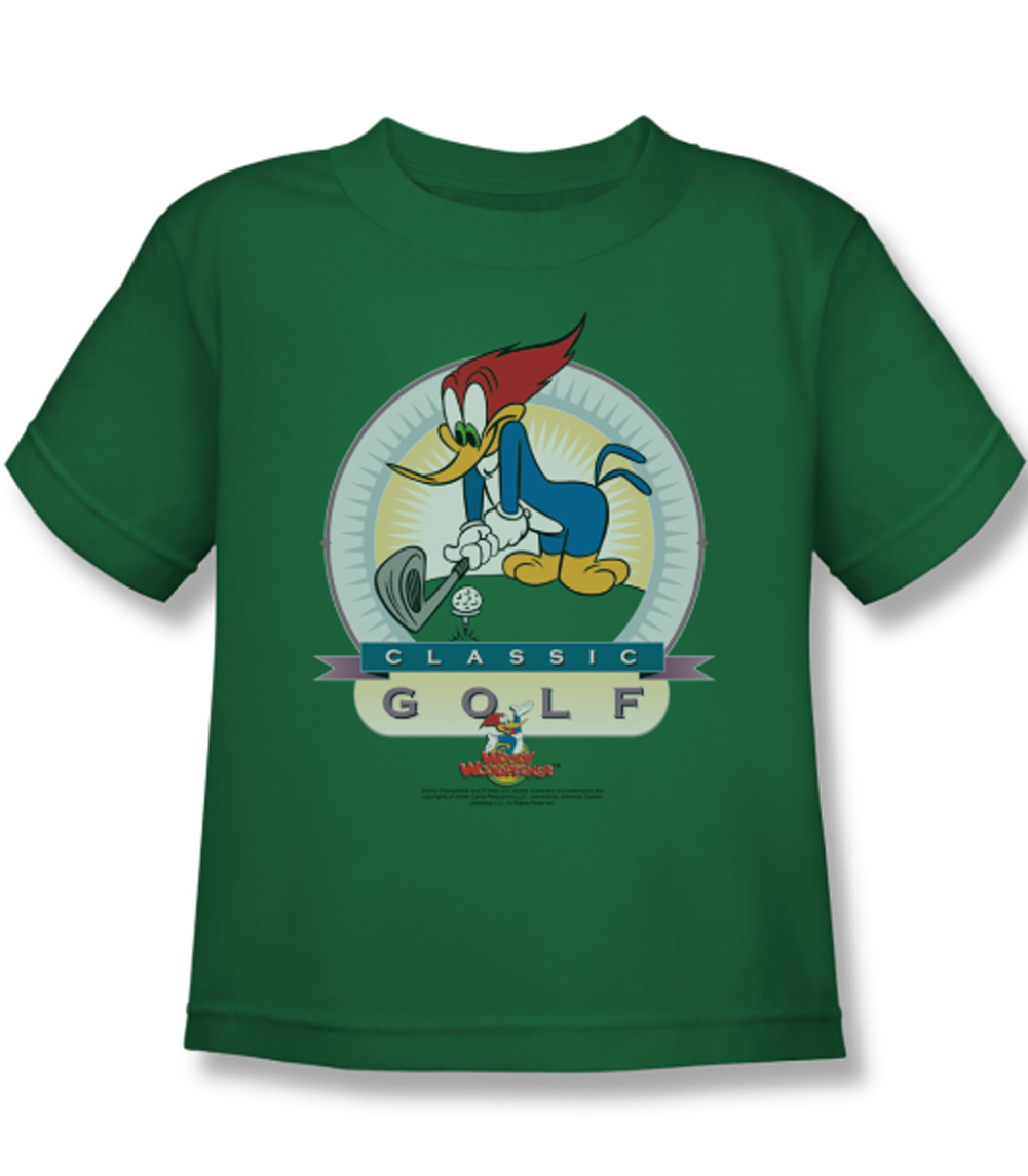 Woody Woodpecker Kids Shirt Classic Golf Kelly Green Tee TShirt
