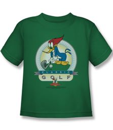 Woody Woodpecker Kids Shirt Classic Golf Kelly Green Tee T-Shirt