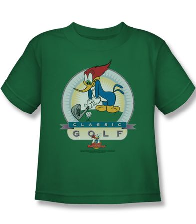 Woody Woodpecker Kids Shirt Classic Golf Kelly Green Tee T-Shirt
