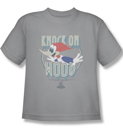 Woody Woodpecker Kids Shirt Knock On Wood Silver Tee T-Shirt