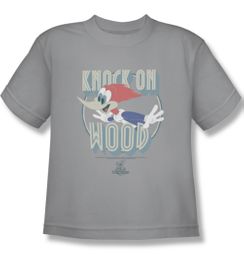 Woody Woodpecker Kids Shirt Knock On Wood Silver Tee T-Shirt