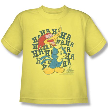 Woody Woodpecker Kids Shirt Laugh It Up Yellow Tee T-Shirt