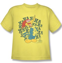 Woody Woodpecker Kids Shirt Laugh It Up Yellow Tee T-Shirt