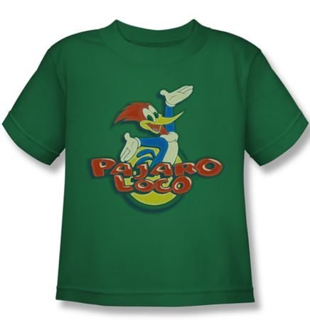 Woody Woodpecker Kids Shirt Pajaro Loco Kelly Green Tee T-Shirt