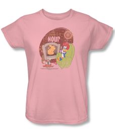 Woody Woodpecker Ladies Shirt Chocolate Hour Pink Tee T-Shirt
