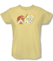 Woody Woodpecker Ladies Shirt Famous Laugh Yellow Tee T-Shirt