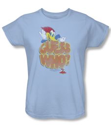 Woody Woodpecker Ladies Shirt Guess Who Light Blue Tee T-Shirt