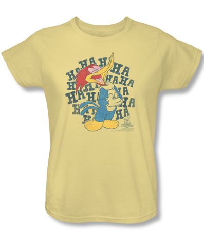 Woody Woodpecker Ladies Shirt Laugh It Up Yellow Tee T-Shirt