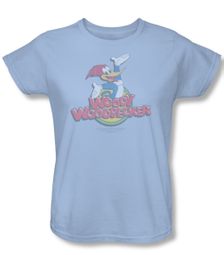 Woody Woodpecker Ladies Shirt Retro Fade Light Blue Tee T-Shirt