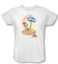 Woody Woodpecker Ladies Shirt Summertime White Tee T-Shirt