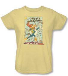 Woody Woodpecker Ladies Shirt Vintage Woody Yellow Tee T-Shirt