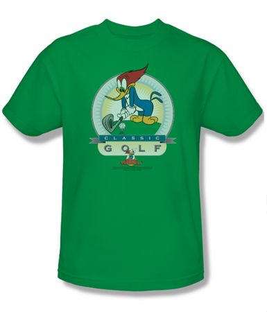 Woody Woodpecker Shirt Classic Golf Adult Kelly Green Tee T-Shirt