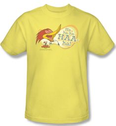 Woody Woodpecker Shirt Famous Laugh Adult Yellow Tee T-Shirt