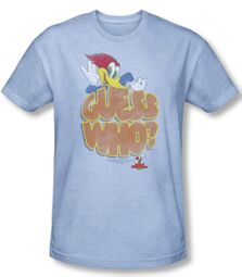 Woody Woodpecker Shirt Guess Who Adult Heather Light Blue Tee T-Shirt
