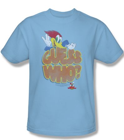 Woody Woodpecker Shirt Guess Who Adult Light Blue Tee T-Shirt