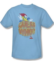 Woody Woodpecker Shirt Guess Who Adult Light Blue Tee T-Shirt