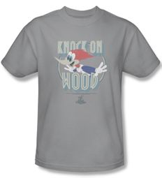 Woody Woodpecker Shirt Knock On Wood Adult Silver Tee T-Shirt