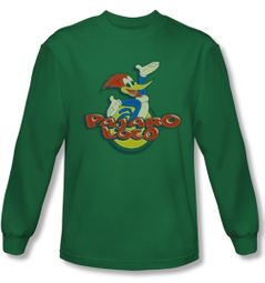 Woody Woodpecker Shirt Pajaro Loco Kelly Green Long Sleeve Tee T-Shirt