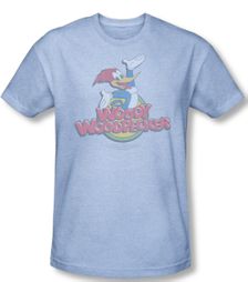 Woody Woodpecker Shirt Retro Fade Adult Heather Light Blue Tee T-Shirt
