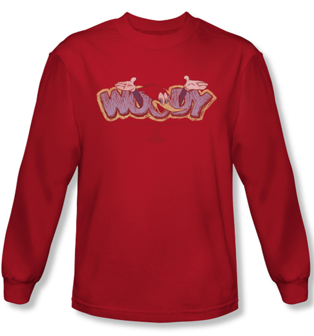 Woody Woodpecker Shirt Sketchy Bird Red Long Sleeve Tee T-Shirt - Woody
