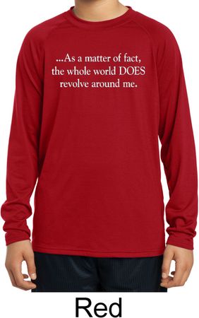 World Revolves Around Me Kids Dry Wicking Long Sleeve Shirt