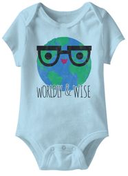 Worldly & Wise Funny Baby Romper Light Blue Infant Babies Creeper Worldly & Wise Funny Baby Romper Light Blue Infant Babies Creeper