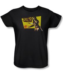 Xena: Warrior Princess Ladies Shirt Cut Up Black Tee T-Shirt