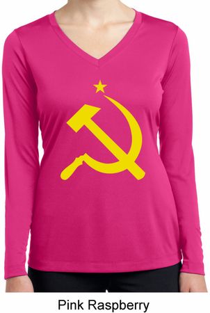 Yellow Hammer and Sickle Ladies Dry Wicking Long Sleeve Shirt