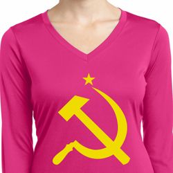 Yellow Hammer and Sickle Ladies Dry Wicking Long Sleeve Shirt