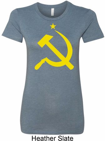 Yellow Hammer and Sickle Ladies Longer Length Shirt