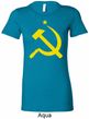 Yellow Hammer and Sickle Ladies Longer Length Shirt