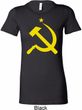 Yellow Hammer and Sickle Ladies Longer Length Shirt