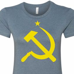 Yellow Hammer and Sickle Ladies Longer Length Shirt