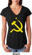 Yellow Hammer and Sickle Ladies Tri Blend V-Neck Shirt