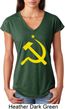 Yellow Hammer and Sickle Ladies Tri Blend V-Neck Shirt