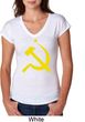 Yellow Hammer and Sickle Ladies Tri Blend V-Neck Shirt