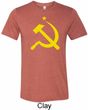Yellow Hammer and Sickle Mens Tri Blend Crewneck Shirt