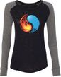 Yin Yang Fire and Water Ladies Long Sleeve Preppy Patch Yoga Shirt