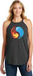 Yin Yang Fire and Water Ladies Tri Blend Rocker Yoga Tank Top