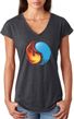 Yin Yang Fire and Water Ladies Tri-Blend V Neck Yoga Shirt