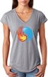 Yin Yang Fire and Water Ladies Tri-Blend V Neck Yoga Shirt