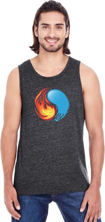 Yin Yang Fire and Water Tri Blend Mens Yoga Tank Top