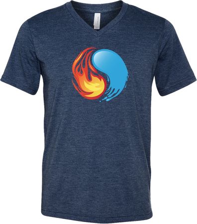 Yin Yang Fire and Water Tri Blend V Neck Yoga Shirt