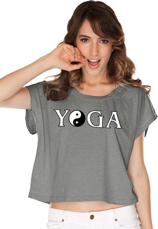Yin Yang Yoga Text Ladies Boxy Tee